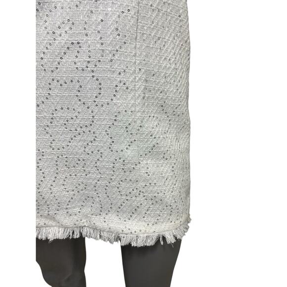 Olivaceous Women’s Sleeveless White Sequin Zipper Lined Dress Small Fringe NWT - Picture 7 of 12